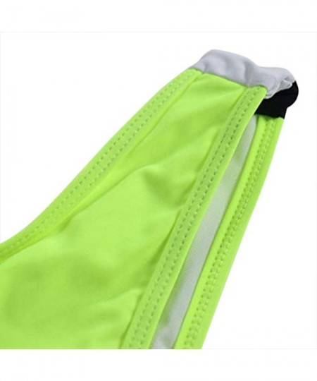 Rash Guards Women's Rash Guard Short Sleeve High Waist 2 Piece Sporty Bikini Bathing Suits - Fluorescent Green - CE18OSKSY7C