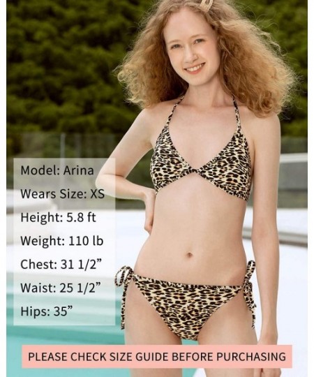 Sets Bikini Swimsuit for Women-Leopard Bikini- Stripes- Hearts- Pastel Quick-Dry - Brown Leopard Print to Solid Black - C218U...