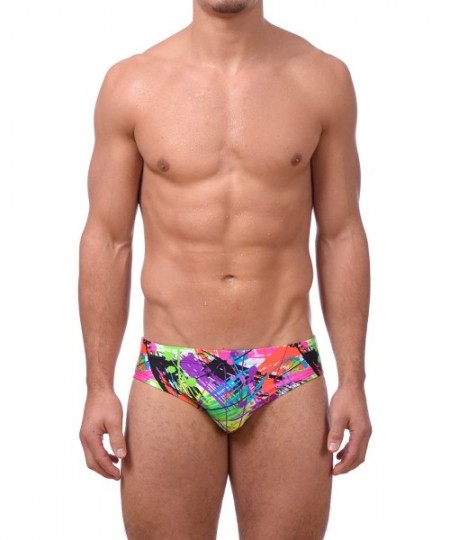 Briefs Mens New Hot Print Body Bikini Swimsuit - Paint Splatter - CY12O7EIP8Y