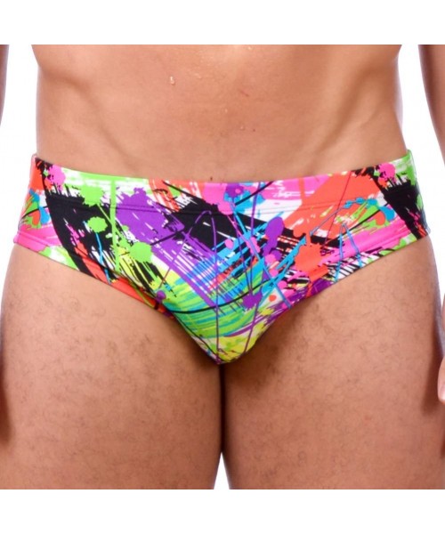 Briefs Mens New Hot Print Body Bikini Swimsuit - Paint Splatter - CY12O7EIP8Y