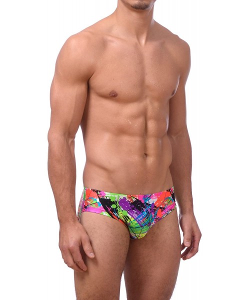 Briefs Mens New Hot Print Body Bikini Swimsuit - Paint Splatter - CY12O7EIP8Y