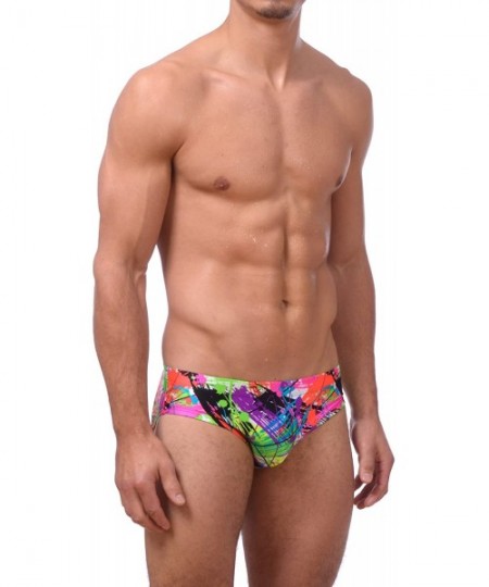 Briefs Mens New Hot Print Body Bikini Swimsuit - Paint Splatter - CY12O7EIP8Y