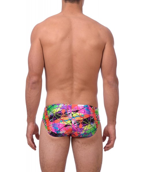 Briefs Mens New Hot Print Body Bikini Swimsuit - Paint Splatter - CY12O7EIP8Y