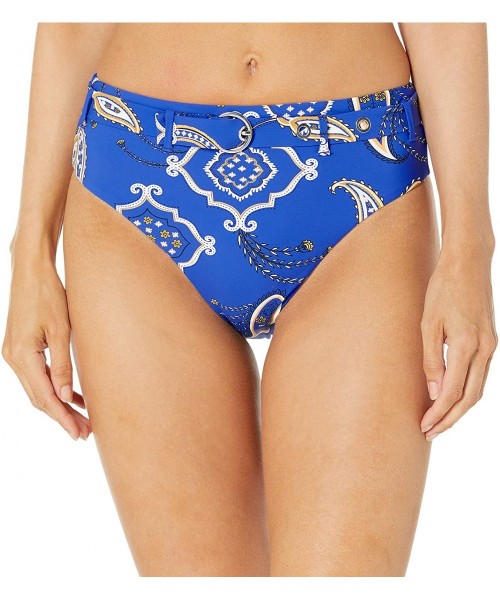 Bottoms Women's High Rise Bikini Bottom Swimsuit with Belt - El Dorado Cobalt - C218ZE65QRI