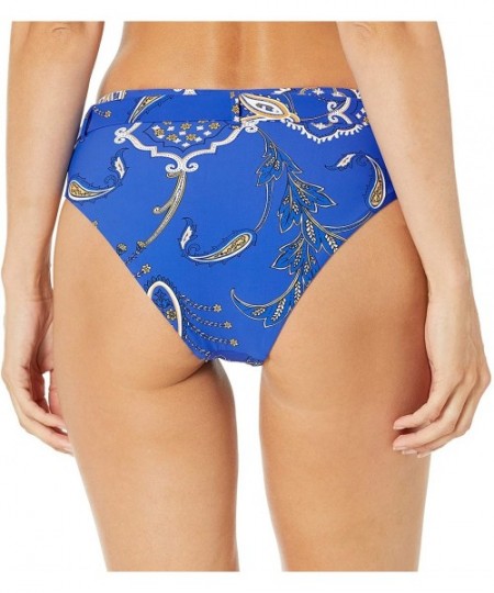 Bottoms Women's High Rise Bikini Bottom Swimsuit with Belt - El Dorado Cobalt - C218ZE65QRI