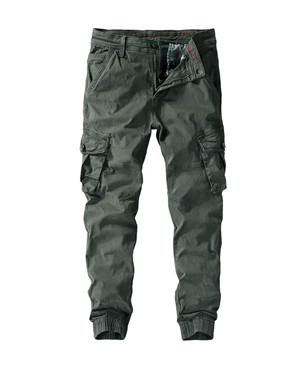 Trunks Men's Trousers Relaxed-fit Multi-Pocket Work Cargo Pants Beam Foot Jogger Sweatpants - Army Green - CK18WKZSMNC