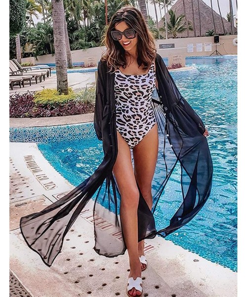 One-Pieces Womens One Piece Swimsuits High Cut Bathing Suits Sexy Cheeky Bikinis Swimwear Print Monokini - Leopard Print - CW...