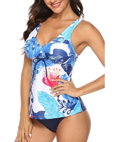 Sets Women's Plus Size Bathing Suit Vinatge Two Piece Swimsuit Tummy Control Beach Swimwear Tankini Bikini Set A print5 - CF1...