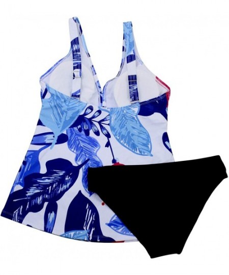 Sets Women's Plus Size Bathing Suit Vinatge Two Piece Swimsuit Tummy Control Beach Swimwear Tankini Bikini Set A print5 - CF1...