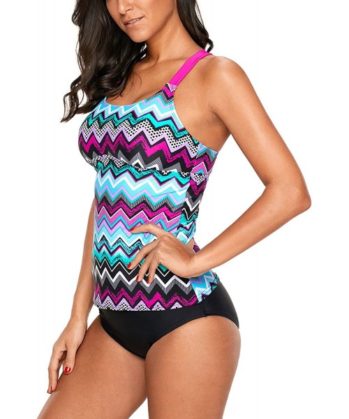 Sets Womens Striped Printed Strappy Racerback Tankini Swim Top No Bottom S - XXXL - Multicoloured B - C518DZWOCIQ