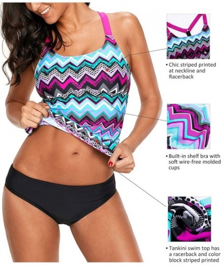 Sets Womens Striped Printed Strappy Racerback Tankini Swim Top No Bottom S - XXXL - Multicoloured B - C518DZWOCIQ