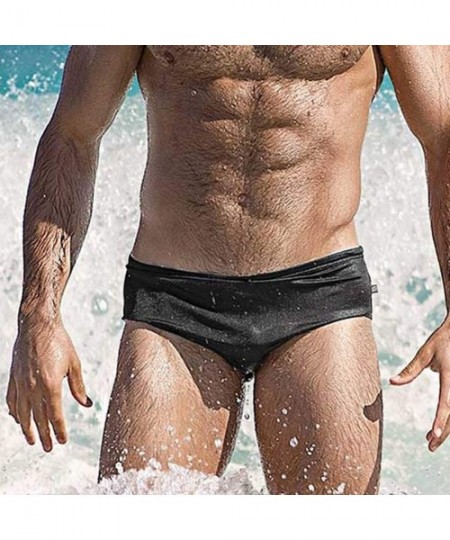 Briefs Men Sexy Swimming Briefs for Men Bikini Swimwear Brazilian Cut Swimsuits Surf Solid by Lowprofile - Black - CY18NKMK35N