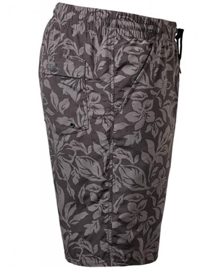 Trunks UPF 50+ Mens Classic Trunks - Charcoal Aloha - C018LGZZQXD