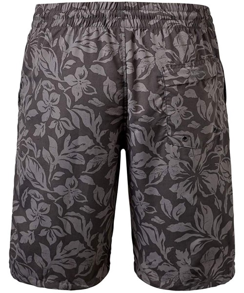 Trunks UPF 50+ Mens Classic Trunks - Charcoal Aloha - C018LGZZQXD