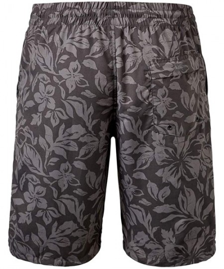 Trunks UPF 50+ Mens Classic Trunks - Charcoal Aloha - C018LGZZQXD