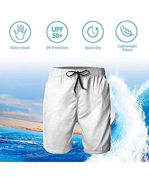 Board Shorts Men's Swim Trunks Tie Dye Red Blue Yellow Surfing Beach Board Shorts Swimwear - White - CK18UZRY0H6