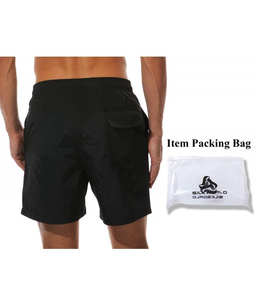 Board Shorts Men's Swim Trunks Quick Dry Beach Shorts with Pockets - Black - CQ18Z0RL4NS