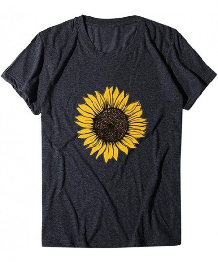 Cover-Ups T Shirts for Women Plus Size-Womens Sunflower T Shirt Summer Letter Print Short Sleeve Loose Tops Inspirational Gra...