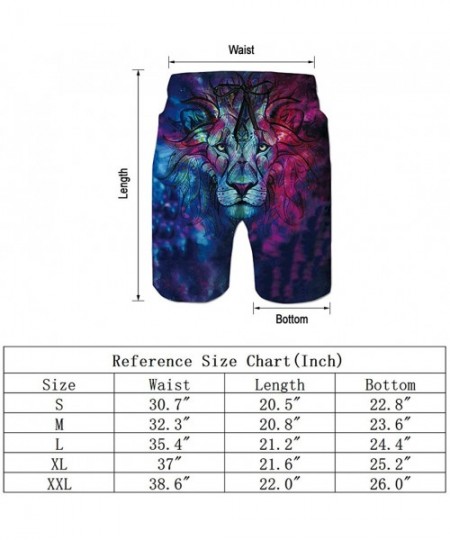 Board Shorts Men's 3D Print Tank Tops Quick Dry Lion Gym Board Short Hawaii Swim Trunks for Summer Beach - Grey Purple - CV18...