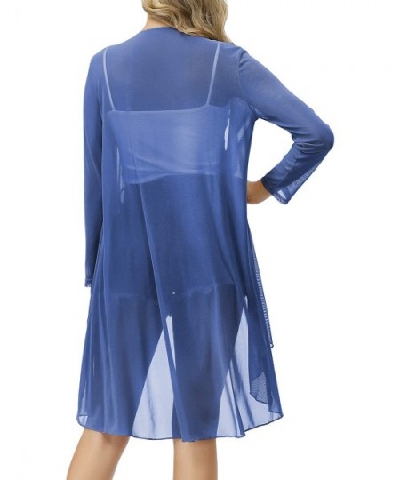 Cover-Ups Women's Cardigan Open Front Drape Duster High Low Hem Maxi Long Sleeve Cardigan (S-2XL) - Blue - CD18UMOWZEL