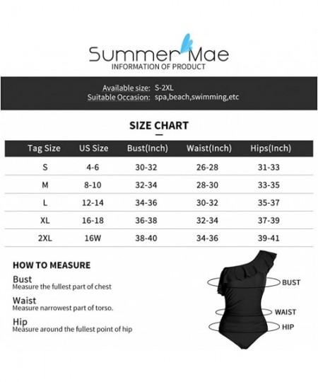 One-Pieces Women Ruffle One Shoulder Swimsuit Slimming Tummy Control One Piece Bathing Suits - Black Flower - CA19CZDHUEO