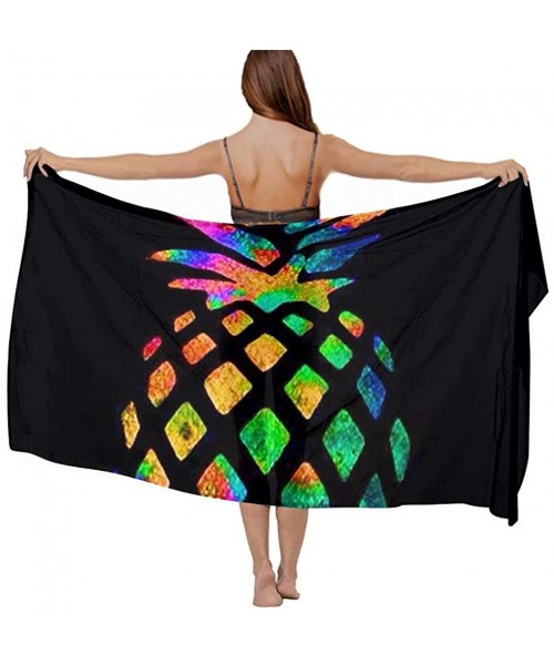 Cover-Ups Women Fahion Swimsuit Bikini Cover Up Sarong- Party Wedding Shawl Wrap - Pineapple Colorful - CO19C6NGNO4