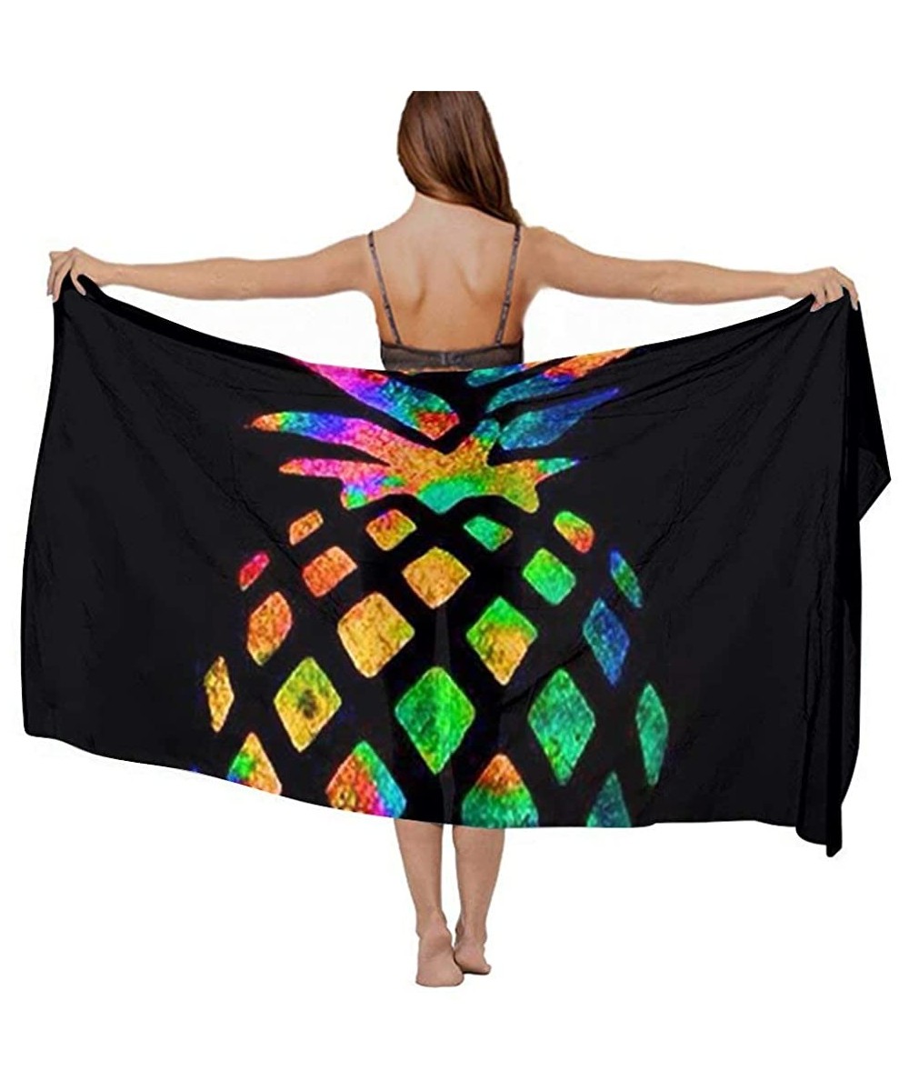 Cover-Ups Women Fahion Swimsuit Bikini Cover Up Sarong- Party Wedding Shawl Wrap - Pineapple Colorful - CO19C6NGNO4