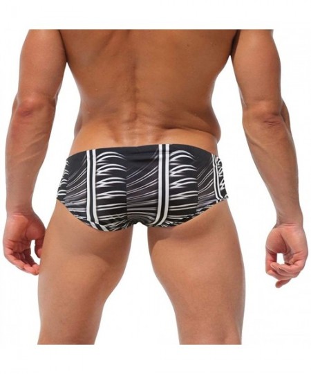 Briefs Men's Sexy Low Rise Thong Swim Briefs Swimming Trunk Beach Shorts Breathable Quick Dry in Hot Summer Beach - Black - C...