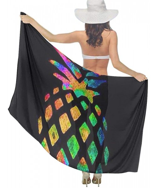 Cover-Ups Women Fahion Swimsuit Bikini Cover Up Sarong- Party Wedding Shawl Wrap - Pineapple Colorful - CO19C6NGNO4