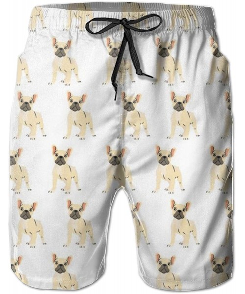 Board Shorts Men Fashion Swim Trunks Quick Dry Bathing Suits Board Shorts with Pocket - French Bulldog Lovely - C9199MRKNQ2