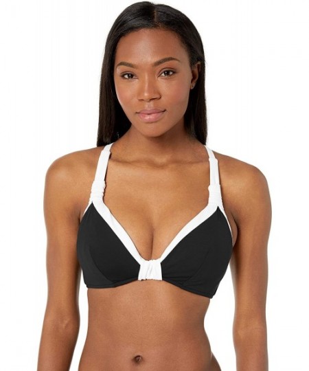 Tops Women's Block Party F Cup Halter Bikini Top Swimsuit - Black Block Party - CH18RRWRZTS