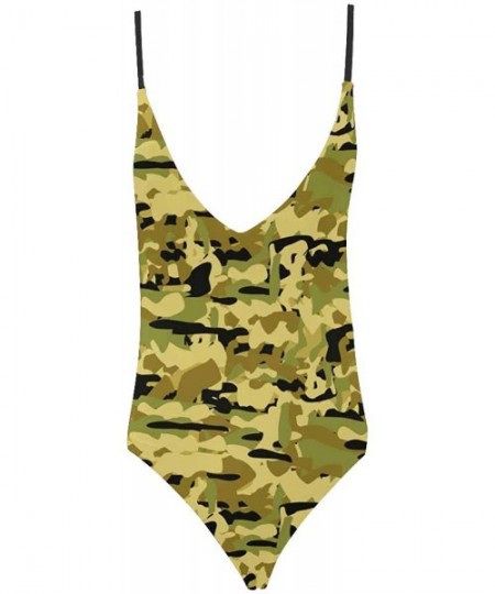 One-Pieces Sexy Military Camo Camouflage V-Neck Women Lacing Backless One-Piece Swimsuit Bathing Suit XS-3XL - Design 6 - CL1...