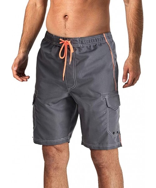 Board Shorts Men's Swim Trunks Quick Dry Fashion Board Shorts Bathing Suits with Mesh Lining Cargo Pockets - Gray - CP19076QWL4