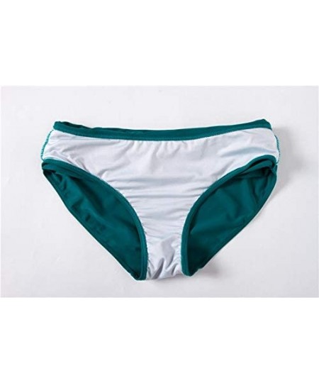 Bottoms Womens Fold Over Hipster Bikini Bottoms Full Coverage Swimsuit Briefs - Green - C718T2Q50HL