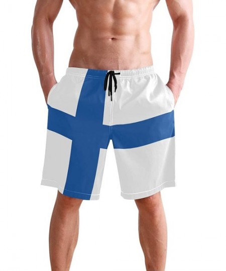 Trunks Egyptian Flag Men's Swim Trunks Beach Shorts with Pockets - Finland Flag - C218Q3X3O2W