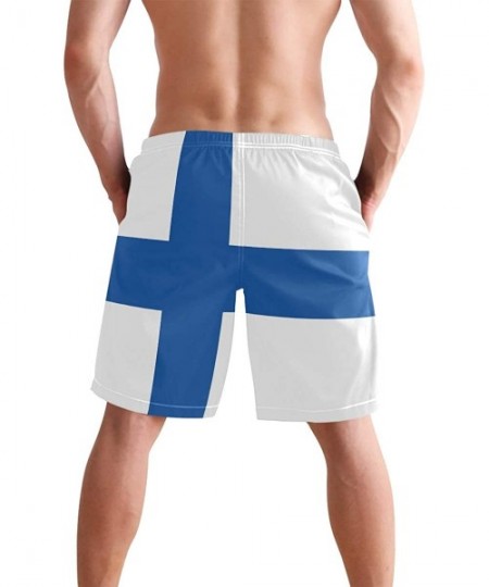 Trunks Egyptian Flag Men's Swim Trunks Beach Shorts with Pockets - Finland Flag - C218Q3X3O2W