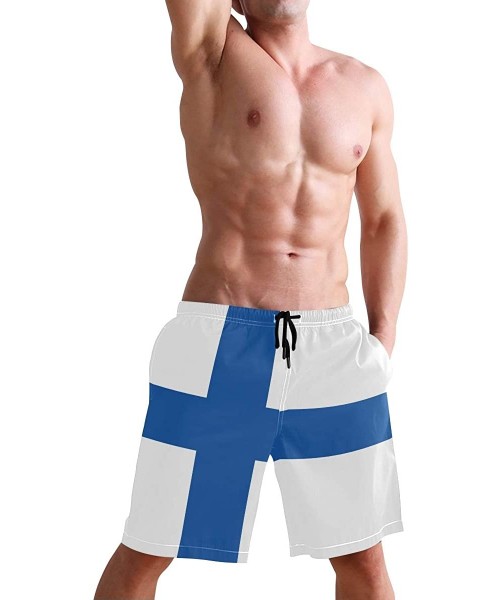 Trunks Egyptian Flag Men's Swim Trunks Beach Shorts with Pockets - Finland Flag - C218Q3X3O2W