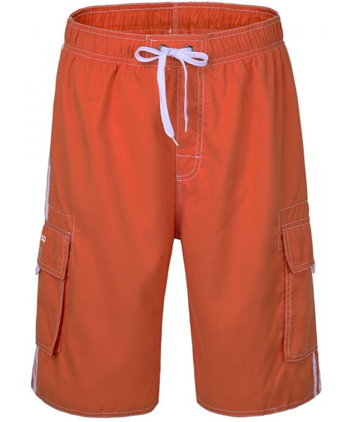 Trunks Men's Swim Trunks Classic Lightweight Board Shorts with Lining - Vermilion-29 - C91859D4H7H