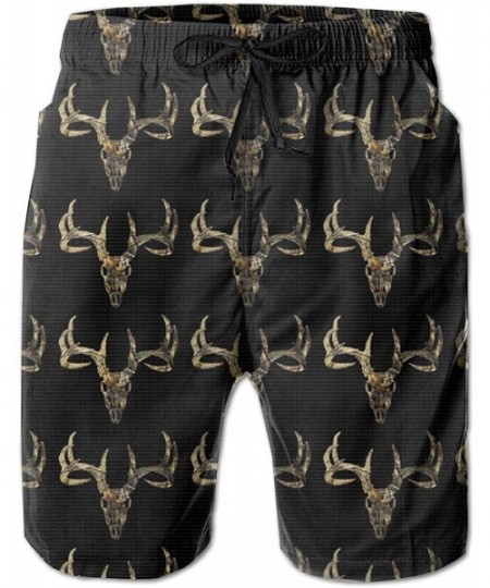 Board Shorts Casual Men Beach Shorts Swim Trunks Quick Dry Half Pants - I Found This Humerus - Hunting Deer Head Black - CL18...