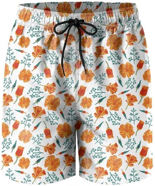 Trunks Unicorn Dinosaur Donuts Snacks Mens Swim Trunks Quick Dry Slim Fit Beach Shorts Beach Wear - California Poppy Orange -...