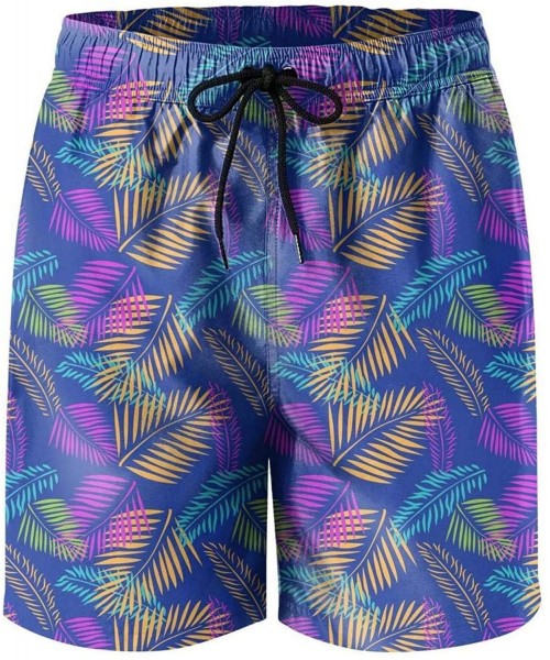 Board Shorts Winter Sunset Palm Tree Man's Swim Shorts Quick Dry Shorts - Palm Tree Leaves-1 - CE18S0KU9M9