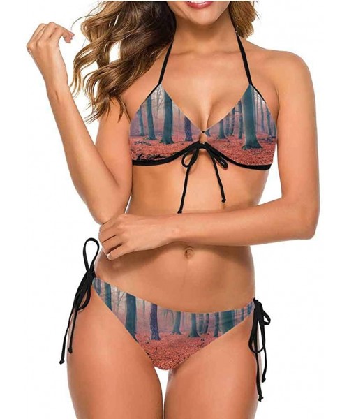 Bottoms Bathing Suit Forest- Oil Painting Style Autumn Perfect for The Beach - Multi 13-two-piece Swimsuit - CL19E707YMK