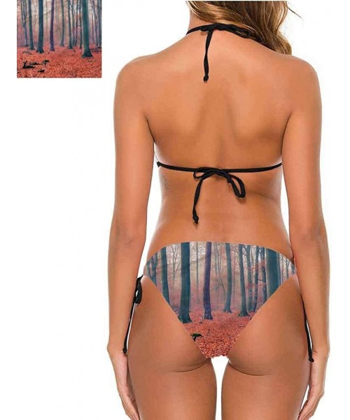 Bottoms Bathing Suit Forest- Oil Painting Style Autumn Perfect for The Beach - Multi 13-two-piece Swimsuit - CL19E707YMK