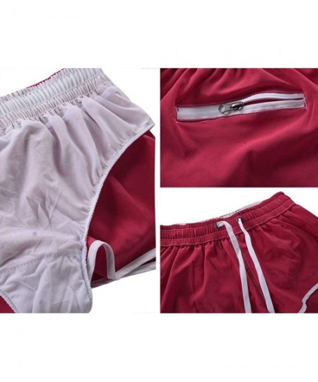 Bottoms Womens Bathing Boardshorts Swim Shorts Quick Dry with Lining - Red(back Zipper Pocket) - C118NWW4SNA