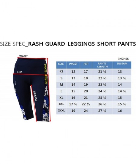 Rash Guards Women Side Pockets Plus Size UPF 50+ Shorts Pants Swim Rash Guard - Navy With Jade Violet - CU183XQU8HE