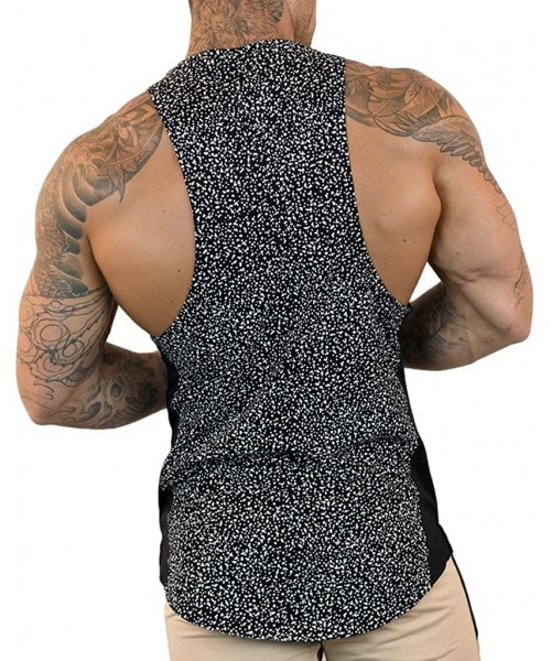 Racing Benficial New Summer Tank Tops Mens Summer Printed Slim Sleeveless Vest Blouse Sports Fitness Vest - Dark Gray - C618R...