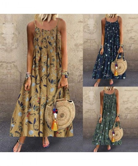 One-Pieces Long Dresses for Women Vintage Floral Print Maxi Dress Boho Loose Autumn Plus Size Dress Short Sleeve Dresses Z3 y...