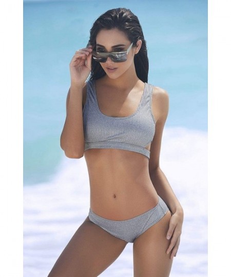 One-Pieces 6982 Two Piece Swimsuit - Gray - CV18O7MYA3D