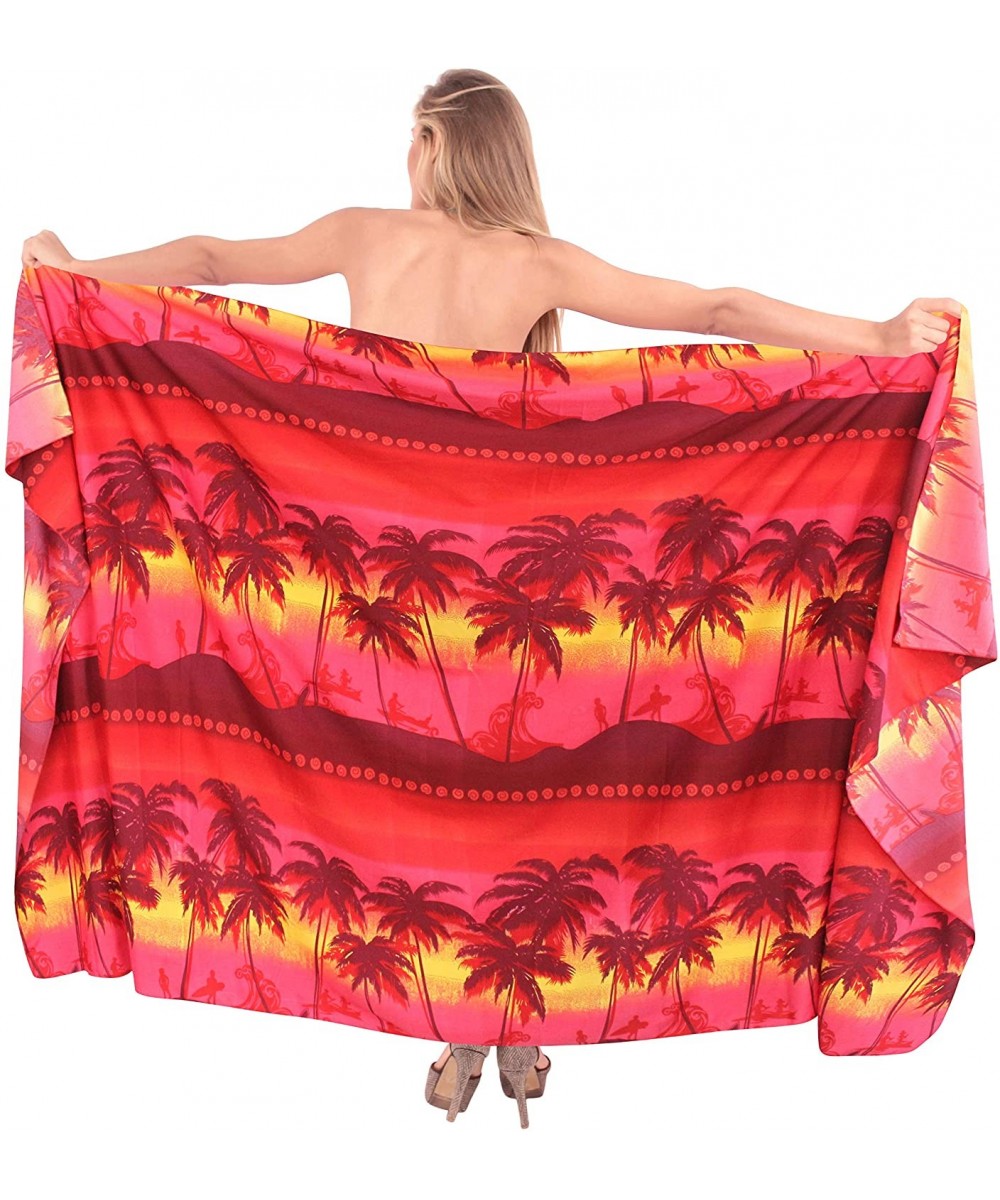 Trunks Men's Full Pareo Swimsuit Beach Swimwear Wrap Lava Lava Sarong Vacation - Spooky Red_e639 - C512DOWWBSL