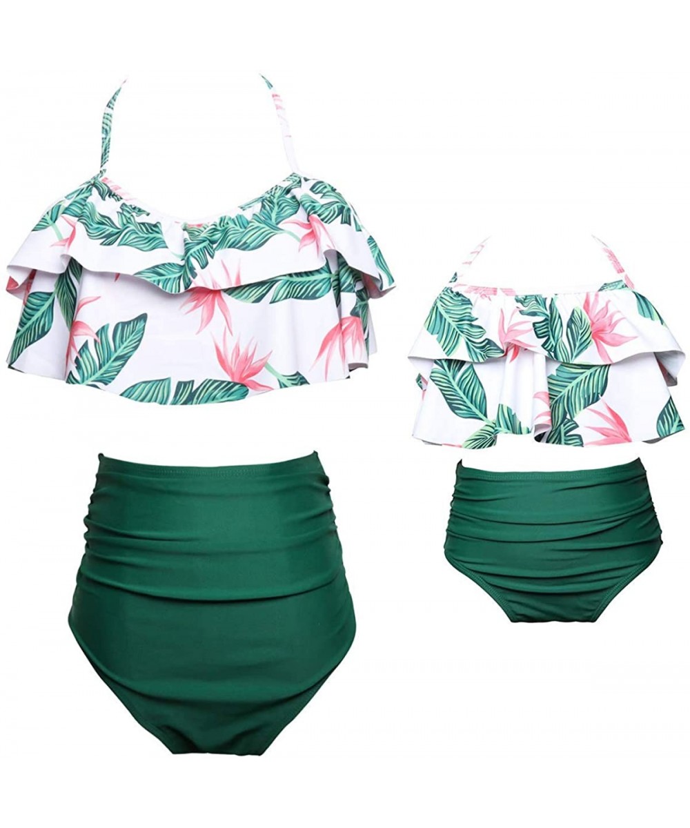 Sets Women's High Waisted Bikini Swimsuit Two Piece Bathing Suit Top With Swim Bottom - A-green - CC18QY99EOQ